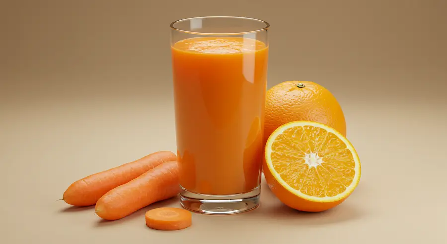 Suco revigorante de cenoura com laranja para um cabelo radiante